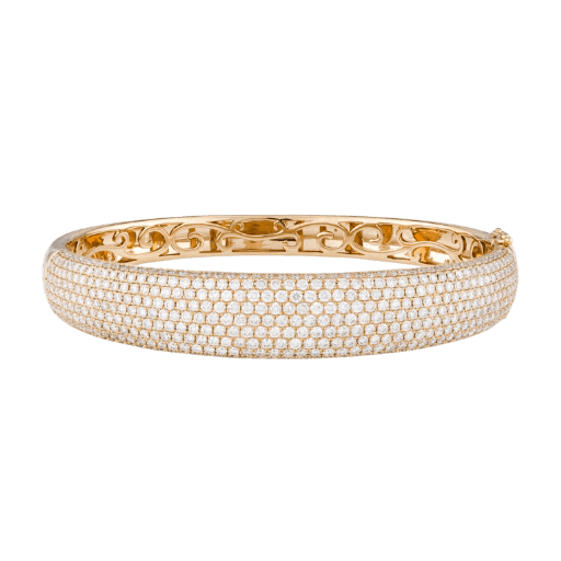 Pavé diamond bangle in yellow gold